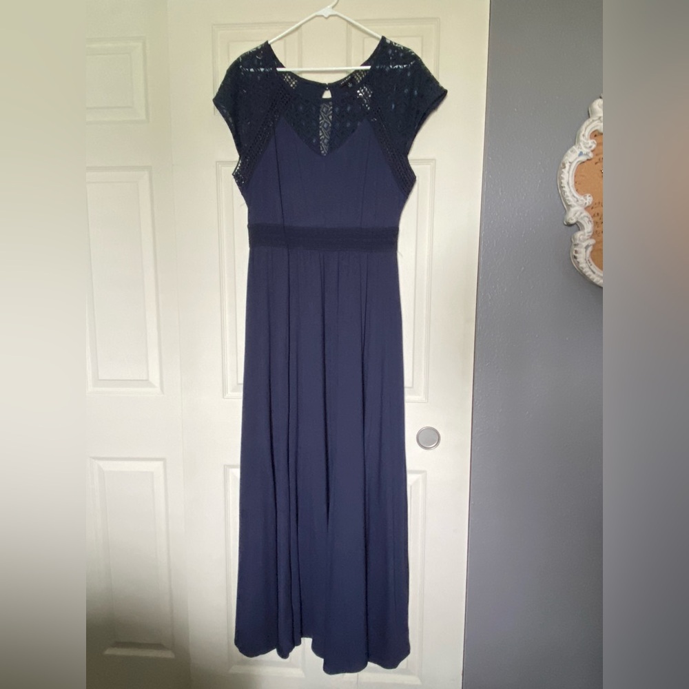 Torrid Elegant Navy Blue Lace Trim Maxi Dress Size 1X